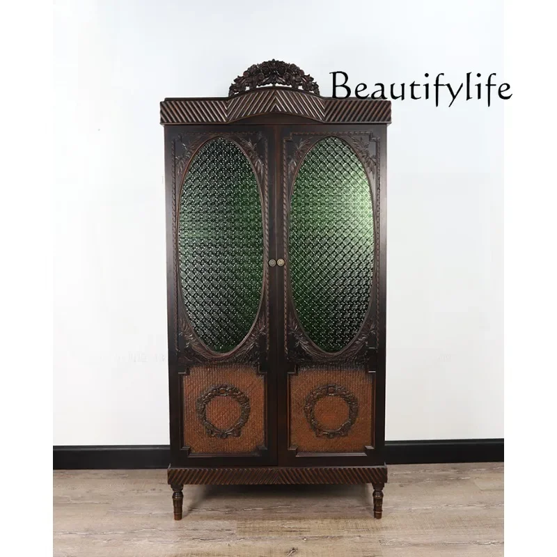 

vV Modern retro simple home solid wood tenon and mortise wardrobe, clubhouse decoration cabinet, storage cabinet