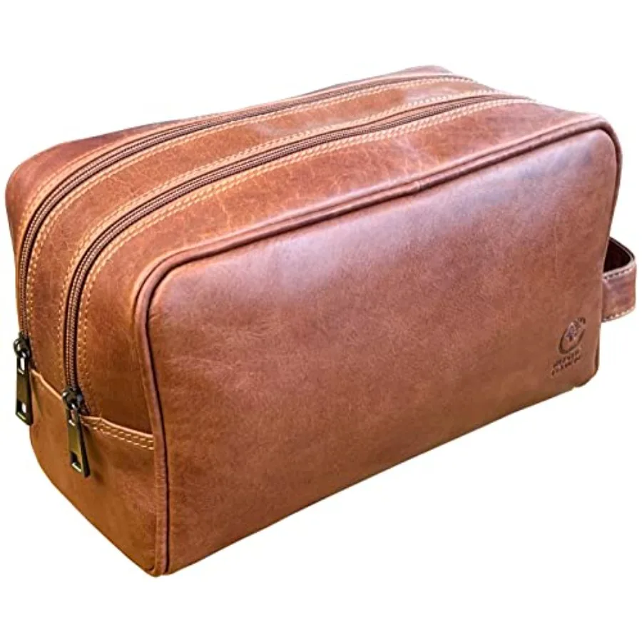 Neceser de Cuero para Hombre - Regalos de San Valentín - Kit de Afeitado de Viaje - Organizador de Artículos de Baño - Cosmetiquera de Cuero