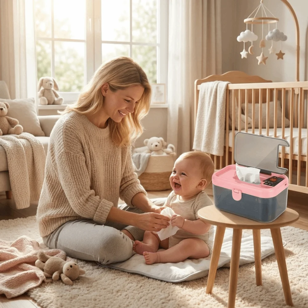 Quick Heating Baby Wipe Warmer Case Digital Display Small Wet Towel Dispenser USB Charging 3-Step Temperature