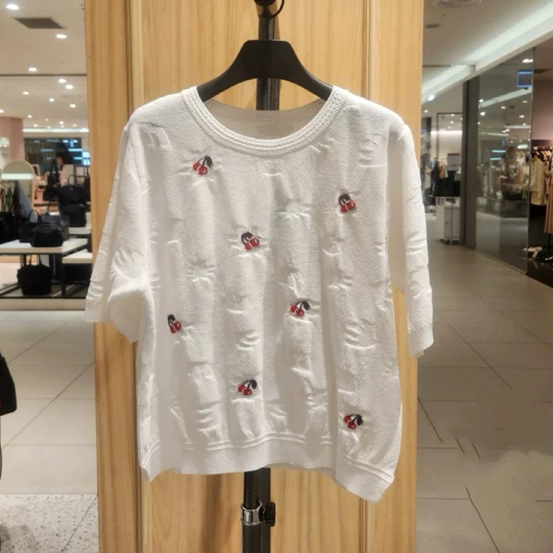 BNETTON 25 Estate Casual rotondo Ne Ricamato Floreale Maglieria ort Sve Effetto Dimagrante Coreano Sle Donna Faion