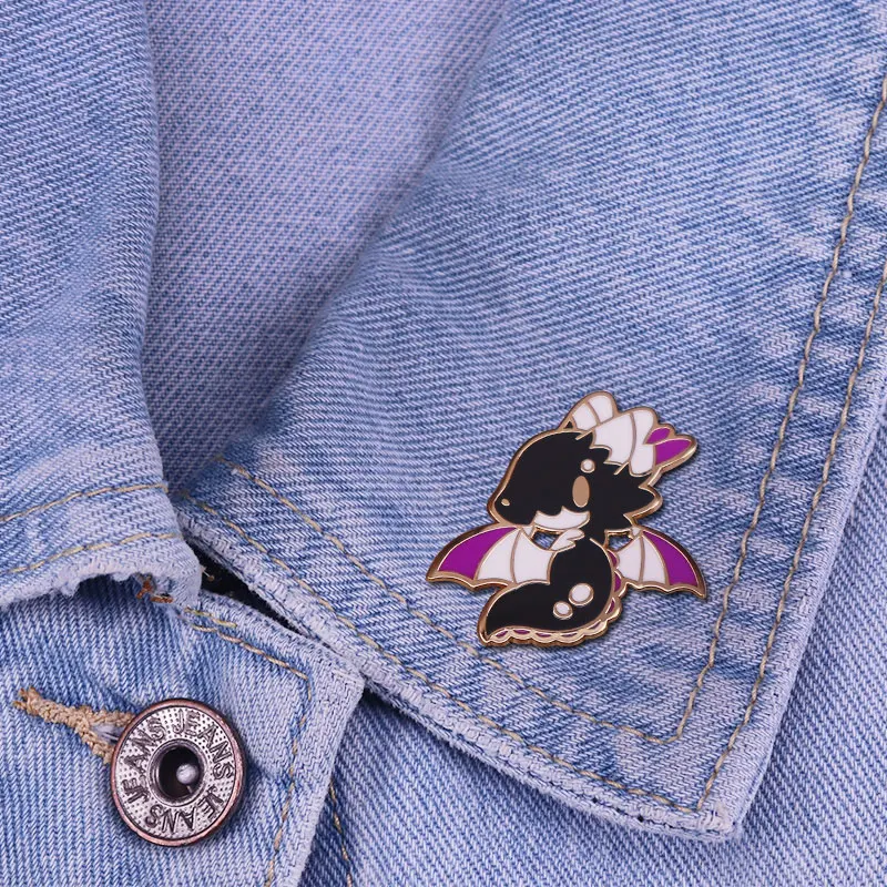 Kawaii Purple White Wings Dragon Enamel Pin Badge Brooch Jewelry Backpack Decoration Accessories