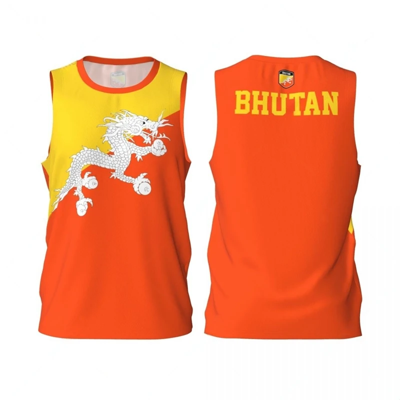 Bhutan Flag Basketball Tank Top Fashion Summer 3D National Emblem Printed Jersey Vest Loose Breathable Sports Sleeveless Tees