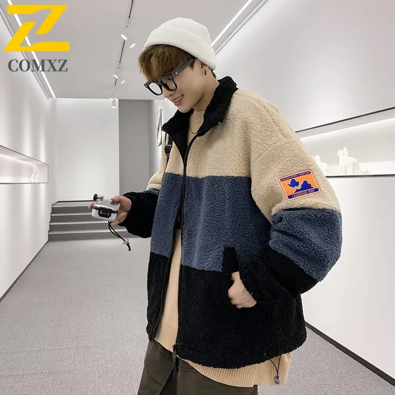 

COMXZ Мужская хлопковая стеганая куртка с цветными блоками, ветрозащитная дорожная куртка для путешествий, повседневная теплая дизайнерская стеганая куртка для отдыха