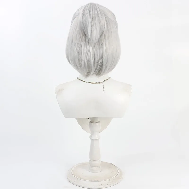 Ling Cage Bai Yuekui peruca cosplay prata branco estilo meio-up temporada 2 presente de Halloween