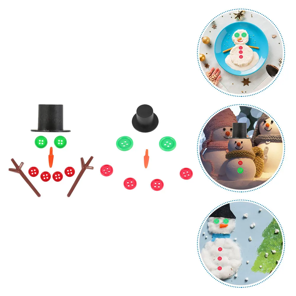 

2 Sets Snowman Accessories Christmas Decor Craft Supplies Miniature Figurines DIY Material Ornament Plastic Mother Crafts Kits
