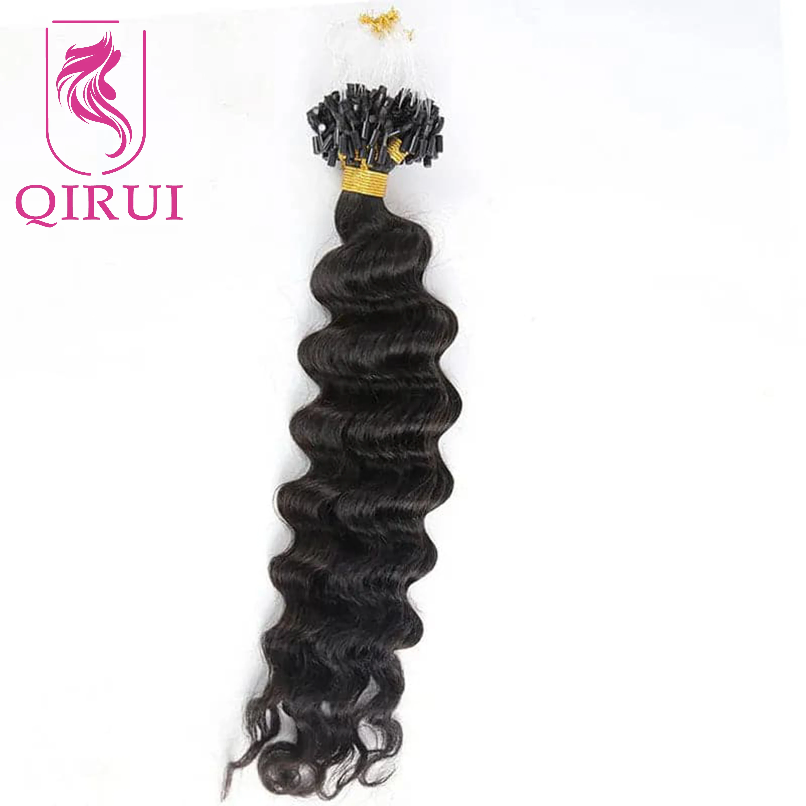 

Deep Wave Micro Loop Human Hair Extensions Double Drawn Microlink Extensions Real Human Hair Color #1B 12-26Inch 100grams