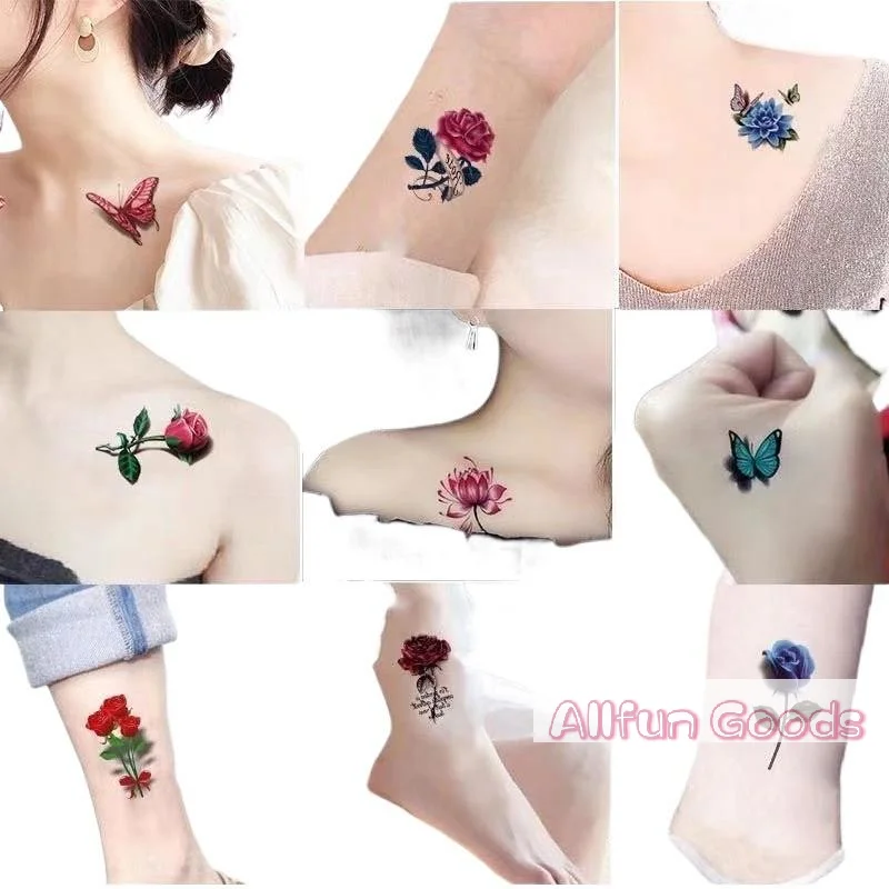 20 Sheets Waterproof Temporary Flower Butterfly Tattoo Stickers Women Fashion Art Sexy Removable Men Body Sticker Long-Lasting view 4