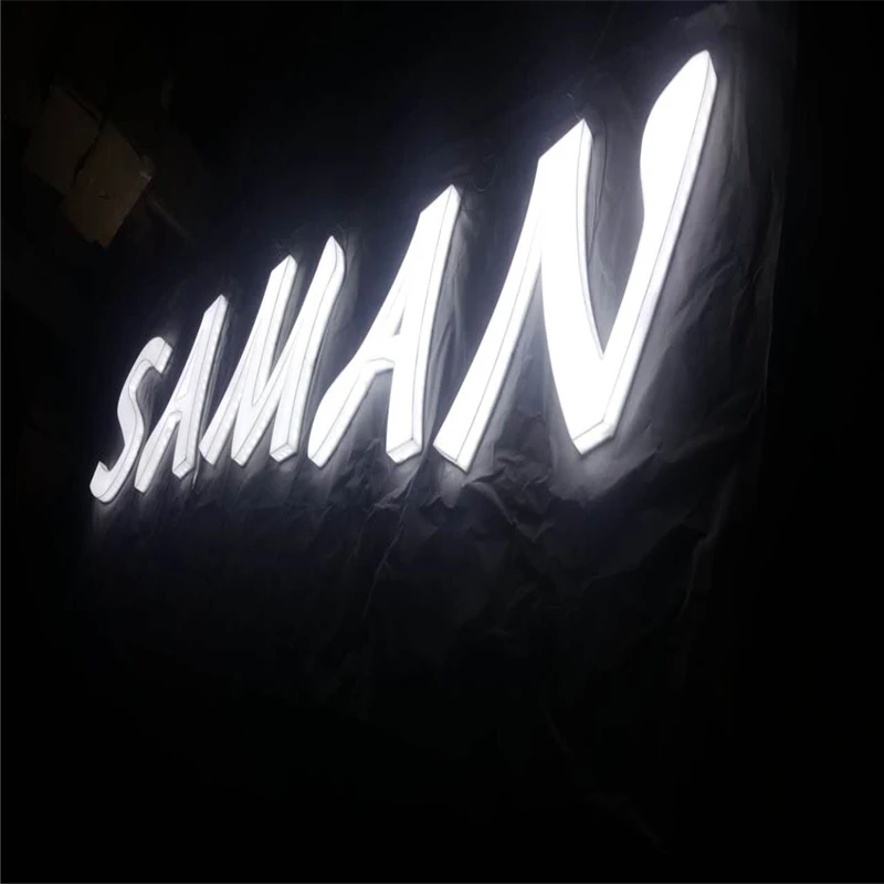 Placa de sinal personalizada com logotipo de marca 3d, iluminação led, sinalização eletrônica, acrílico completo, letra, logotipo led