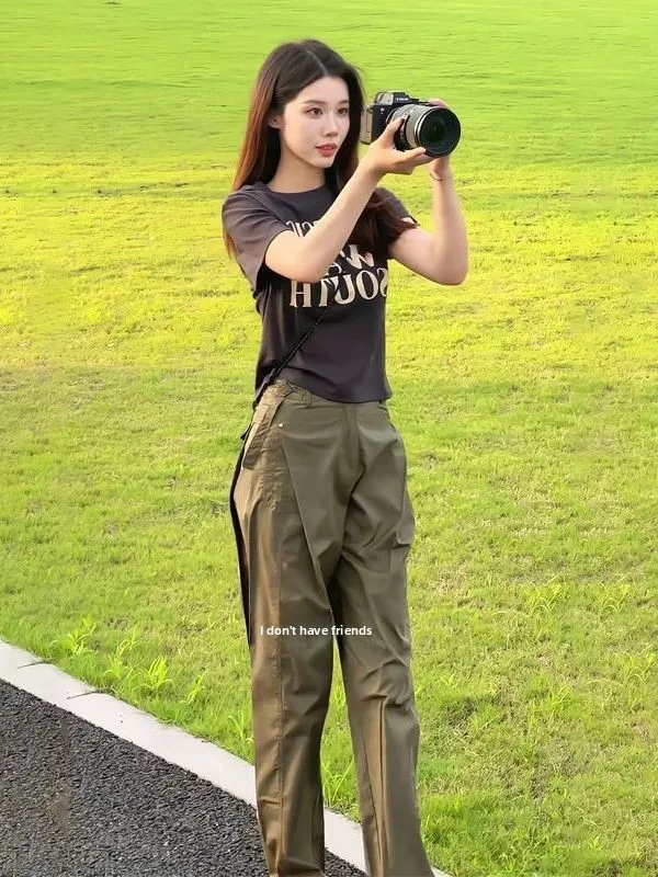 

Fashionable Sporty Set Summer Trendy Design Letter Print Short Sleeve Two Piece Set Women's Clothing Casual Outfit Combo