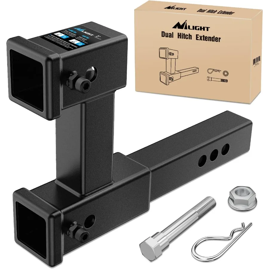 

Двойной удлинитель сцепного устройства с комплектом болтовых гаек для 2-дюймового адаптера приемника, регулируемая до 10 дюймов, максимальная длина, совместима с 71 2 I