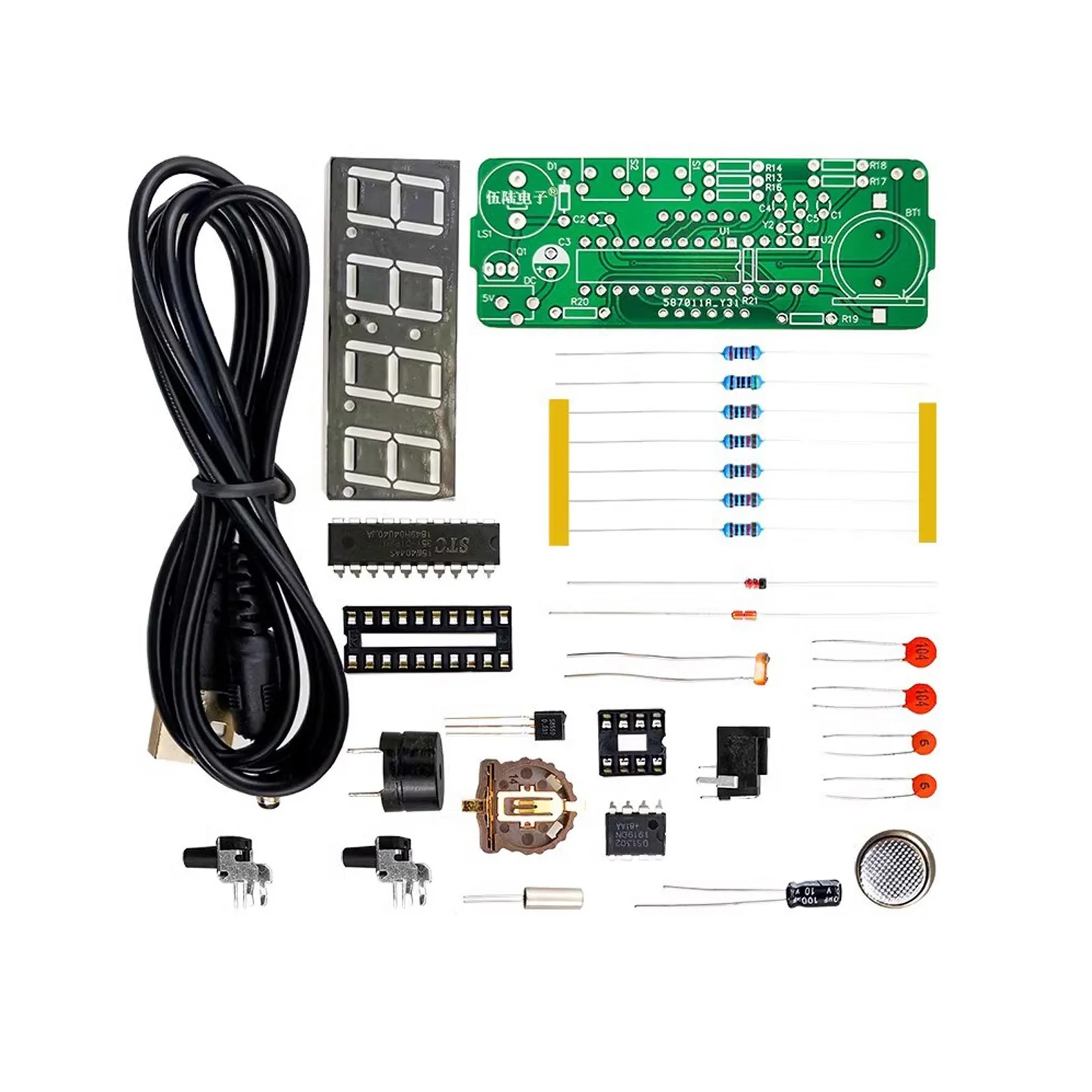 Multi Functional Digital Clock Kit Microcontroller Electronic Clock Temperature Date Display DIY Welding