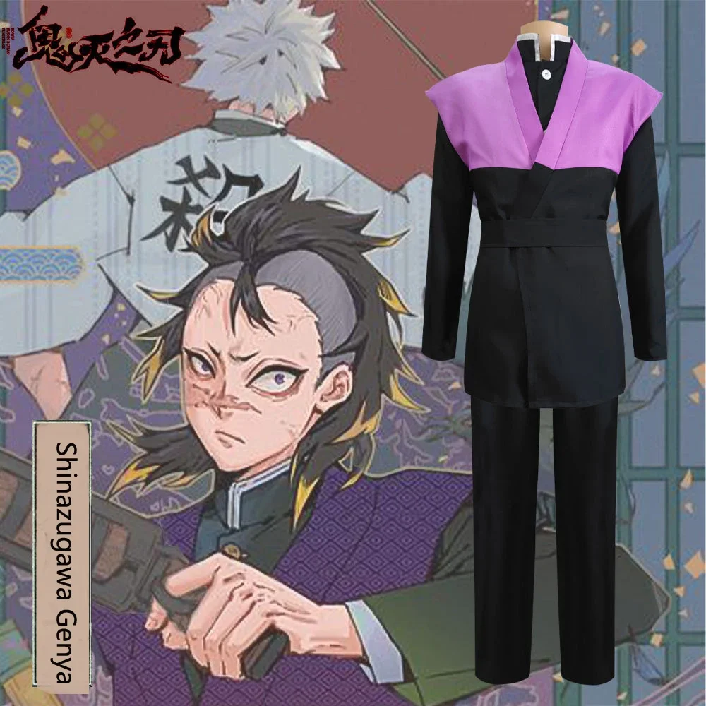 

Аниме Chasseur De Demons Shinazugawa Genya костюмы для косплея черное пальто брюки командная форма ролевая игра унисекс костюм на Хэллоуин