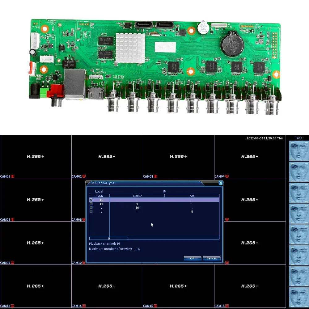 CCTV XM DVR 16 kanałów 5Mp-N 6 w 1 wideorejestrator 16Ch Bnc płyta Ip kamera Ahd Xmeye Hdd 4K ochrona sieci