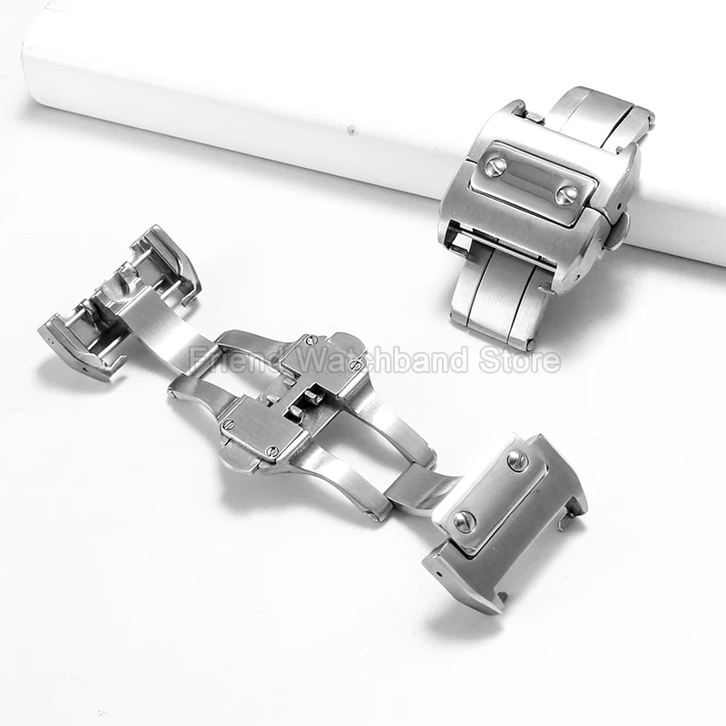 Delicate Solid Steel Material Frosted Folding Clasp Sweatproof Durable for Cartier Santos 100 Watch Accessories 21mm 18mm