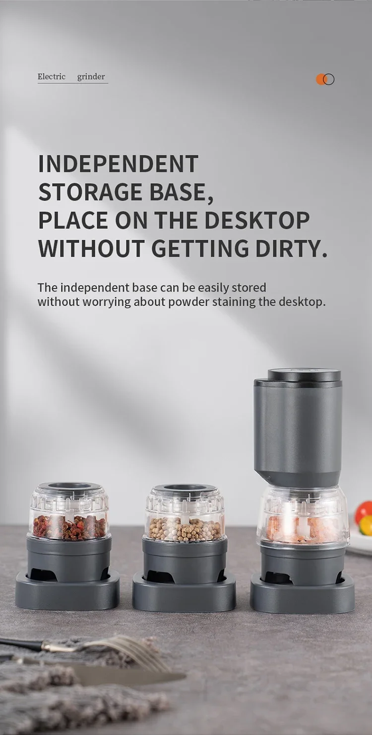 Electric Pepper Grinder Set Automatic Salt and Pepper Mills Rechargeable Adjustable Coarseness One-Handed Operation Grinder