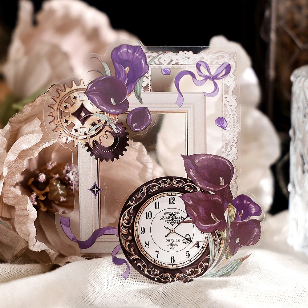 20 Sheets Small Window Flower Shadow Series Vintage Border PET Sticker Creative DIY Journal Material Collage Stationery