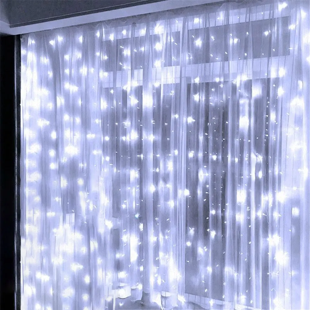 

Гирлянда-штора 100/200/300/600 LED на батарейках, декор для Рамадана 2026, украшение для Ид Мубарака, свадьбы, Дня святого Валентина