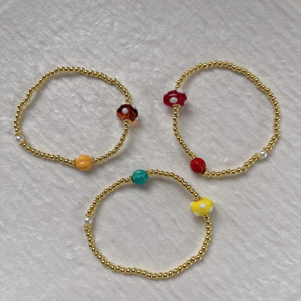 5 pcs/lot Newly Design Bead Bracelets Wave Point Glass Beads Colorful Bracelet Jewelry for Women