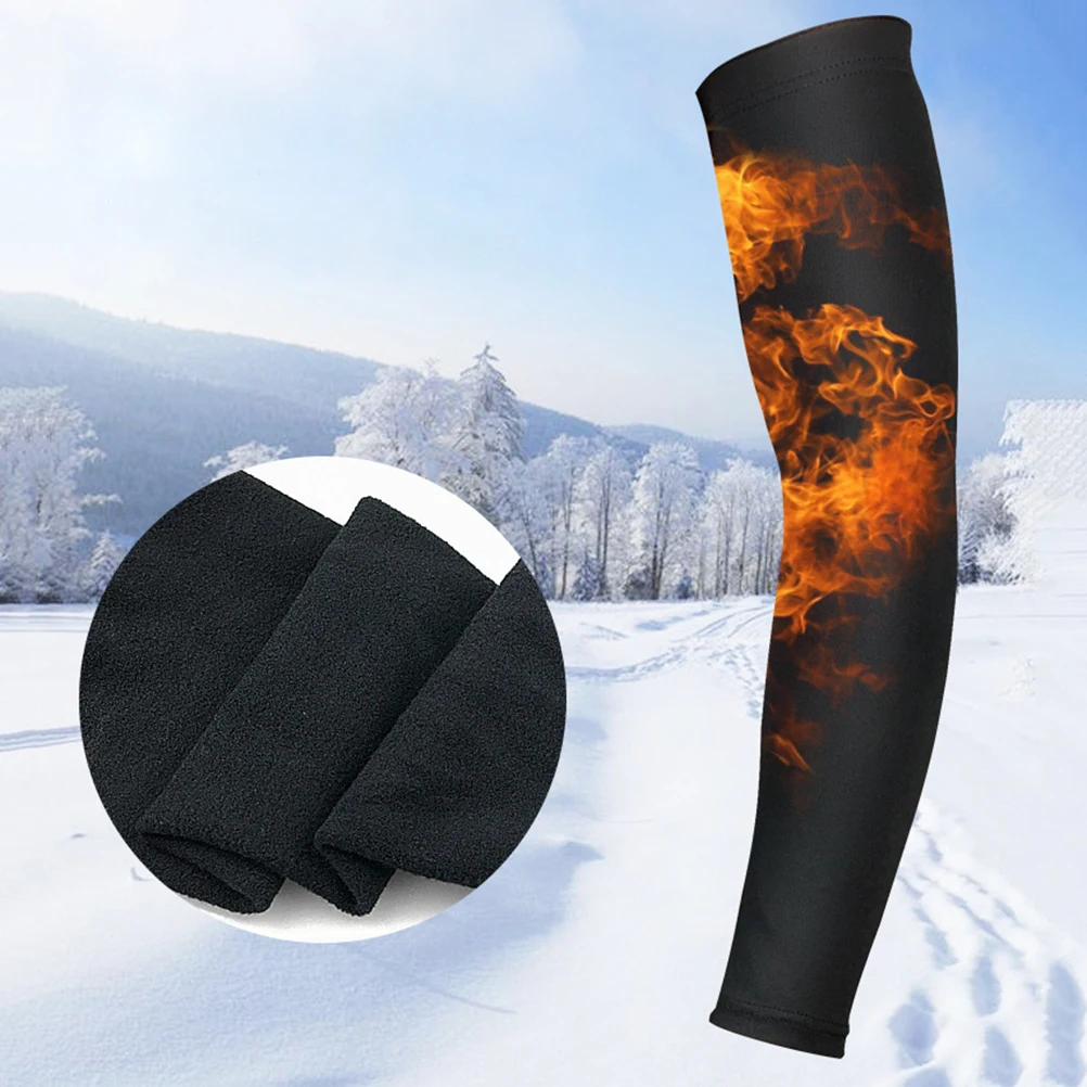 

2Pcs Arm Support B Winter Elbow Guard Sports Sleeves Warm Pads Black Durable Reusable Breathable Elastic Arm Protection Cold