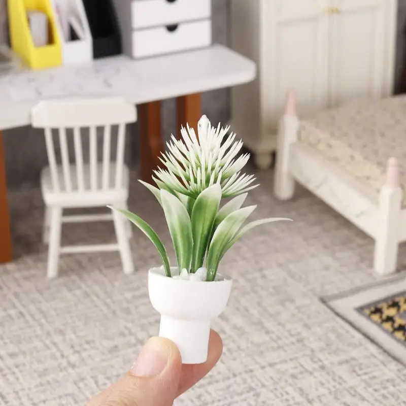 Mini Artificial Potted Plants Soft Realistic Leaves No Pruning for Study Desk Home Room Decor Gift