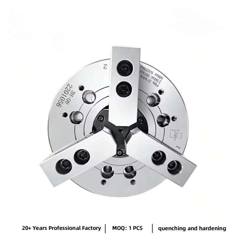 High Precision Hydraulic 3-Jaw Steel Chuck Through Hole Solid 6 8 10 Inch for CNC Lathe Taiwan Standard Tool