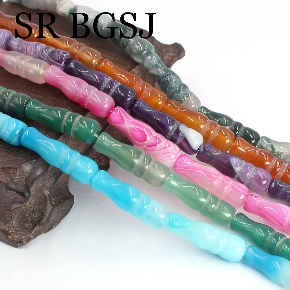 

8x26mm Big Tesbih Bottle Shape Natural Gems Stone Jewelry Making DIY Agat Spacer Beads 15"