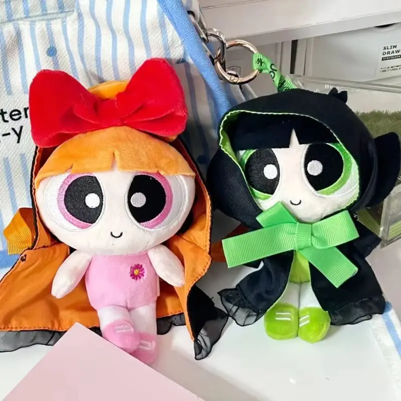 New The Powerpuff Girls College Style Plush Doll Buttercup Bubbles Blossom Plush Pendent Keychain Schoolbag Decoration Kid Xmas