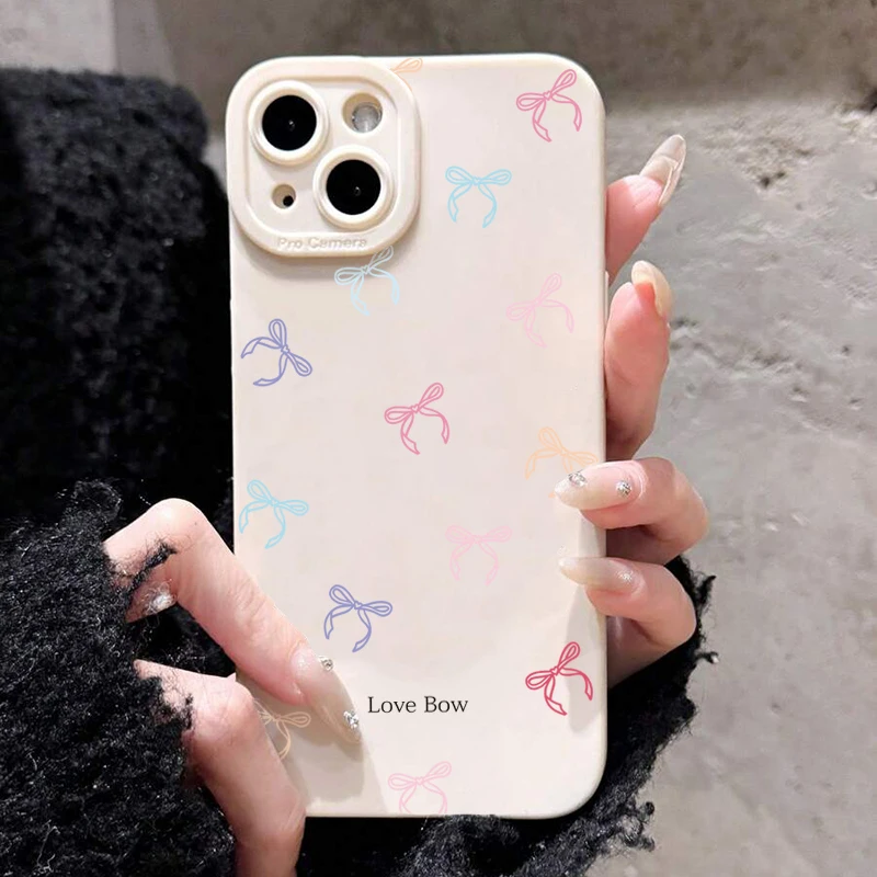 

Colorful bow print soft shell pattern Phone Case For iPhone 16 15 14 13 12 11 Pro Max X XS XR 7 8 Plus Anti fall anti slip case