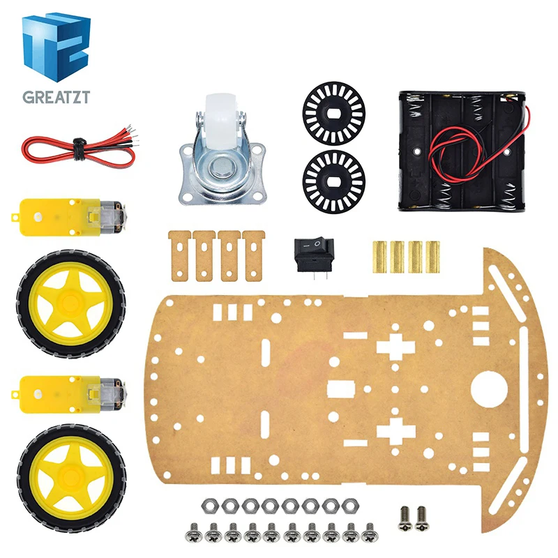 greatzt-新しいモータースマートロボットカーシャーシキットスピードエンコーダーバッテリーボックス-2wd-arduino-用