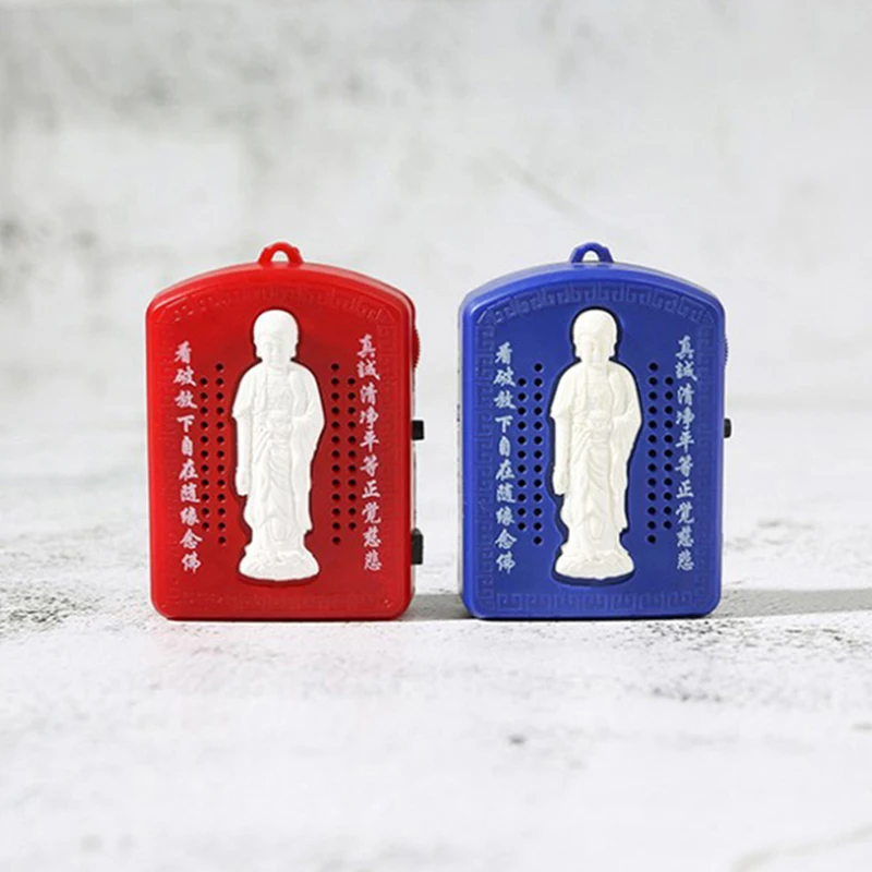 Mini Buddhist Prayer Scripture Music Machine with Buddha Songs Red Blue Chanting Household Decoration