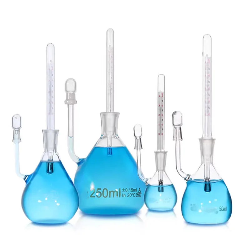 Glass attached temperature pycnometer density bottle with thermometer pycnometer 25ml50ml100ml