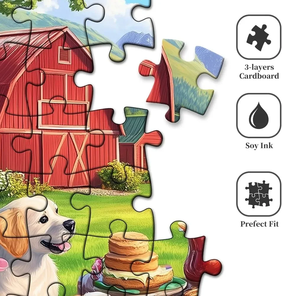 Adulto o filhote de cachorro piquenique festa quebra-cabeça 120/300/500/1000 peças alívio do estresse entretenimento brinquedos quebra-cabeças de madeira presente