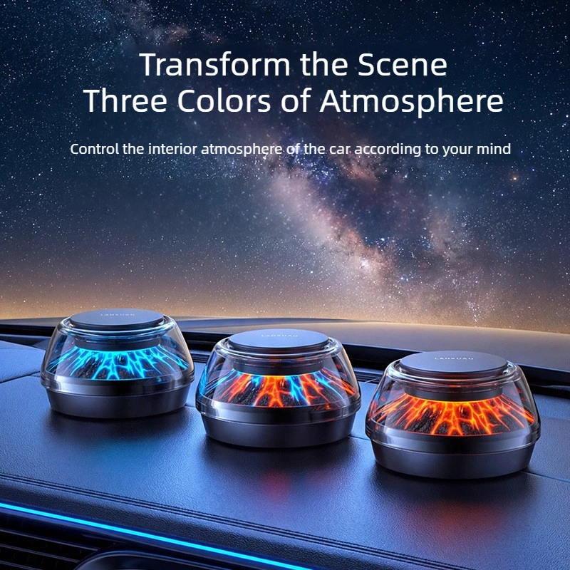 Automatic Spray Car Air Freshener, Car Perfume, High-End Smart Car Fragrance Machine, Odor Eliminator, Volcano Atmosphere Light