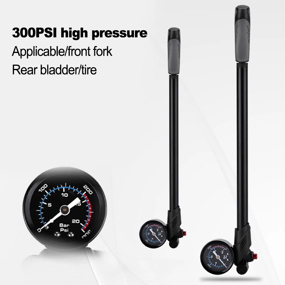 Bicycle Suspension Air Pump With Pressure Gauge 300psi Bike Front Fork Pump Aluminum Alloy Bicycle Fork Pump Cycling Tool