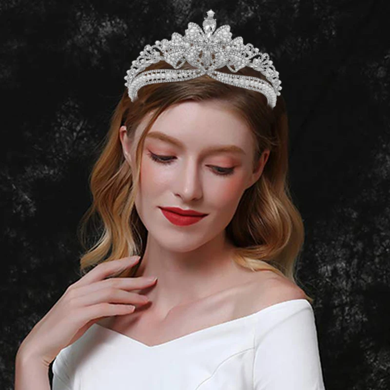 

Luxury Silver Color Crystal Crowns Rhinestone Bride tiara Fashion Queen Wedding Crown Headpiece Wedding Hair Jewelry Accessories