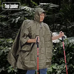 3-in-1 Hiking Rain Poncho Waterproof Reusable Lightweight Adult Men Women Unisex Outdoor Tourist Camping Backpack Raincoat