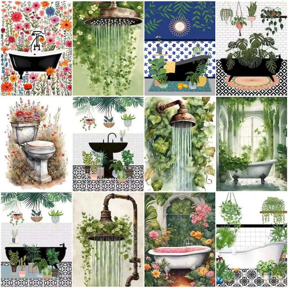 RUOPOTY Simple Painting By Numbers Abstract bathroom decoration items For Beginner Easy Set Advanced hand drawn Decoration Home