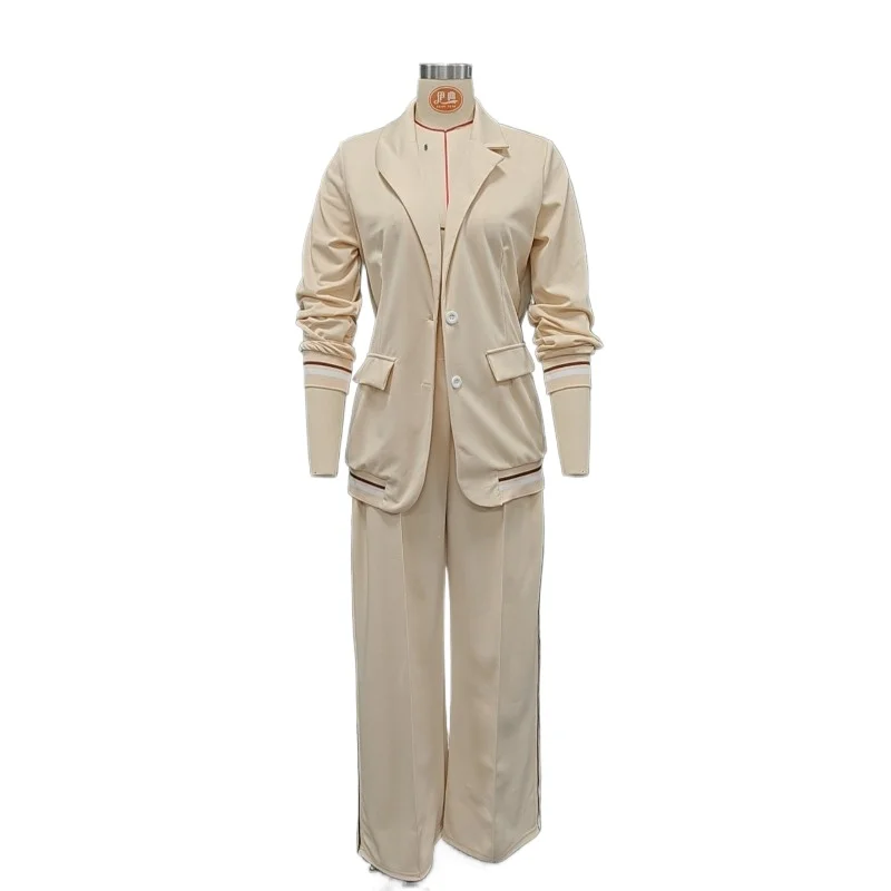 

2026 комплекты брюк Amazon, модный новый однотонный ребристый темпераментный комплект из двух предметов, европейская и американская женская одежда