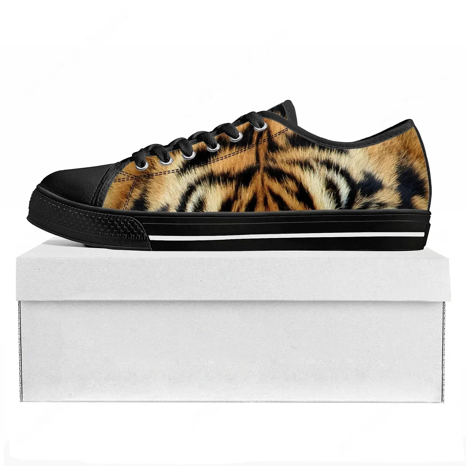 Tiger Stripe 3D Print Low Top High Quality Sneakers Mens Womens Teenager Canvas Sneaker Tide Printed Causal Couple Custom Shoe view 2