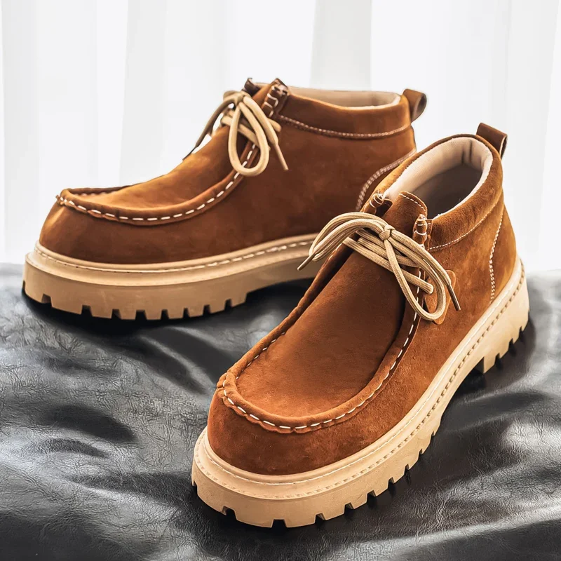 جديد جودة عالية اليدوية الرجال عادية البقرة المدبوغ أحذية من الجلد الخريف الشتاء اليابانية الأدوات حذاء من الجلد الأعمال الصحراء الأحذية #6