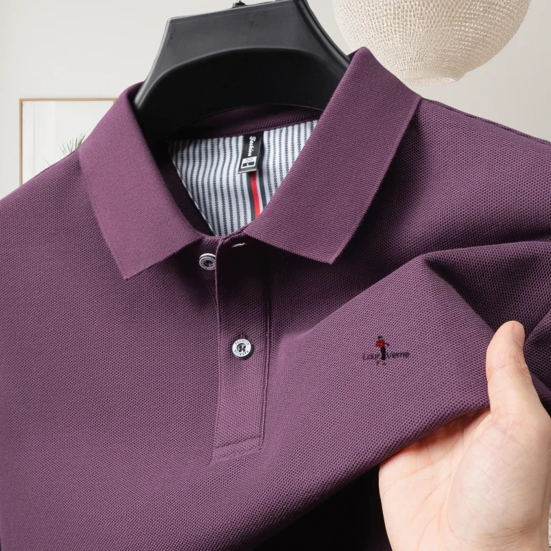 

100% premium cotton summer men's POLO high-end business commuting golf T-shirt cozy breathable exquisite embroidery short sleeve