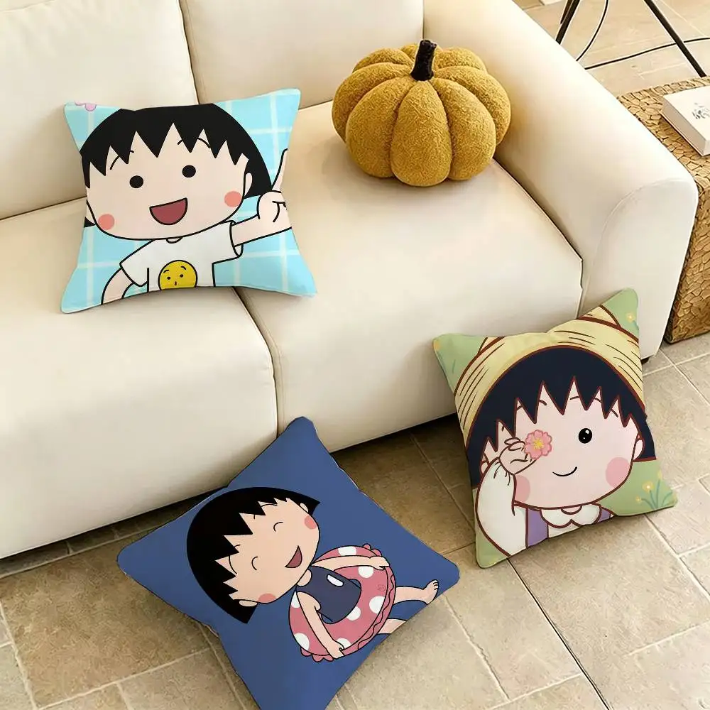 Фото Наволочка Chibi M-Maruko-Chan, квадратная двусторонняя наволочка для дивана, наволочка для спальни, прикроватная подушка, подарок