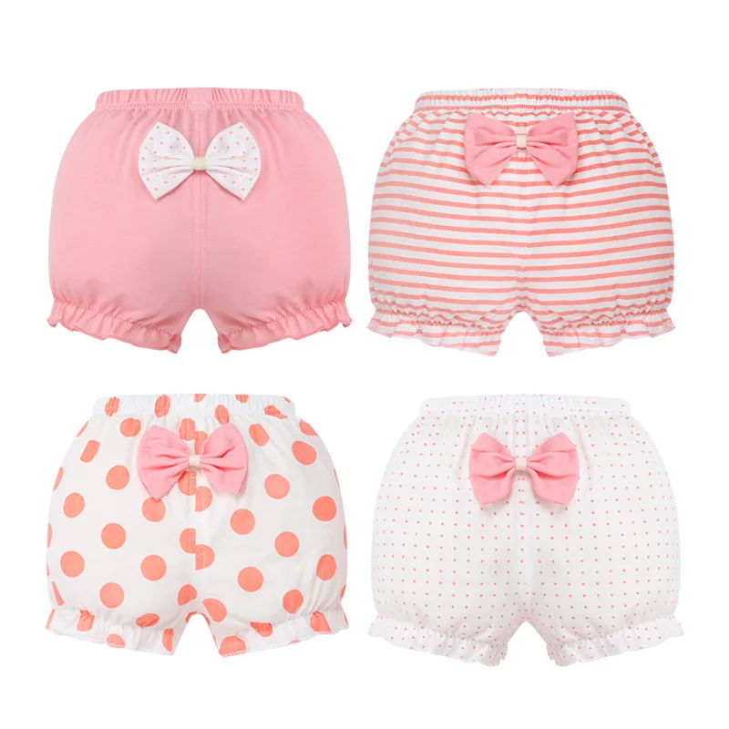 Girl Baby Shorts 100%Cotton Kids Infant Fashion Stripe Bow Panties For 6-24 Months Children High-Quality Falbala Underpants Gift