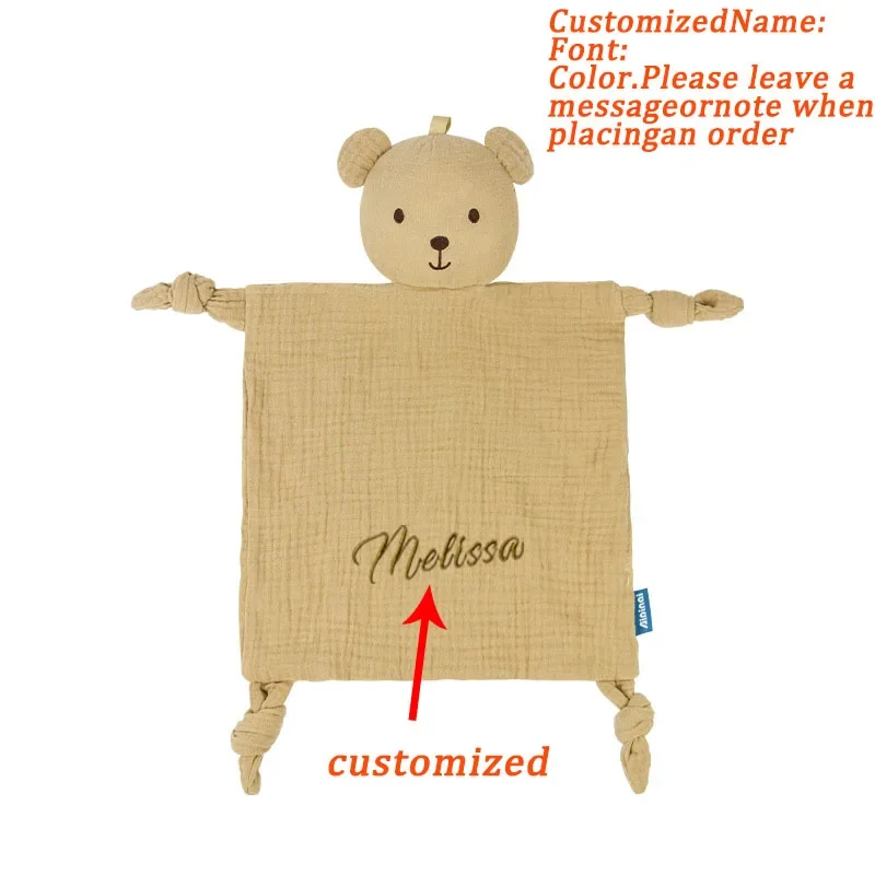 Coperta personalizzata con nome del bambino Coperta consolatrice in mussola di cotone per neonati per accessori neonato Baby Doll per dormire