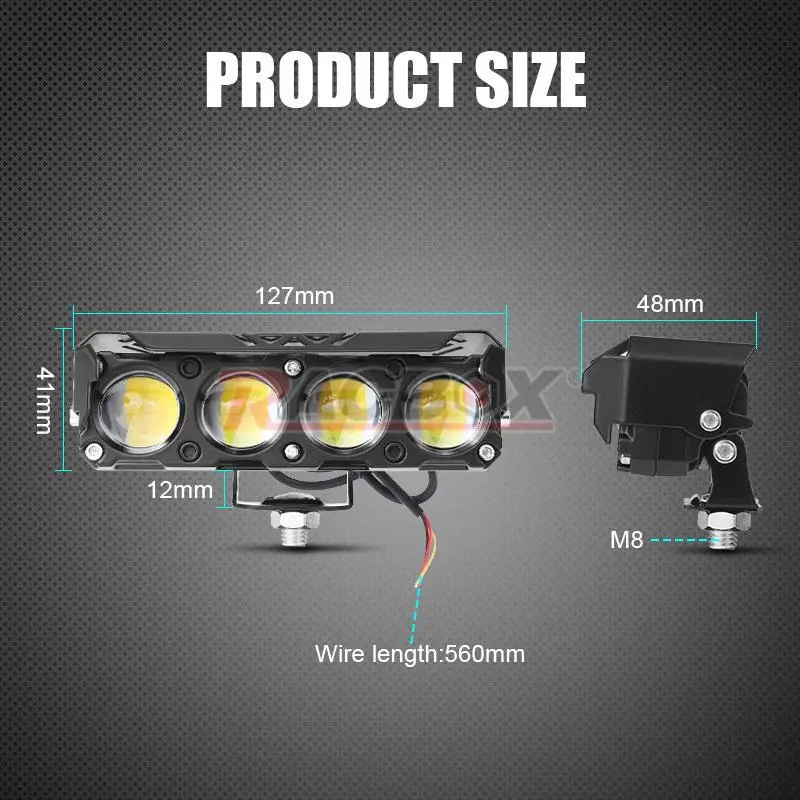 Motorcycle LED Spotlight 4 Lenses Auxiliary Headlight Lamp White Yellow High Low Light Fog Lamp For Yamaha Suzuki Kawasaki Honda