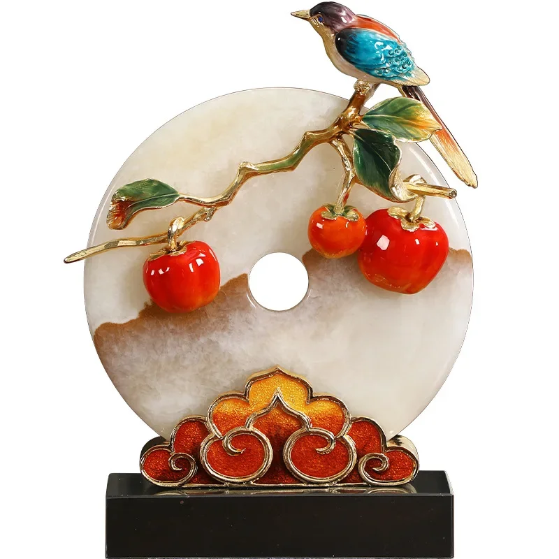 New Chinese enamel ornaments, home living room desktop, jade buckle ornaments, light luxury TV wine