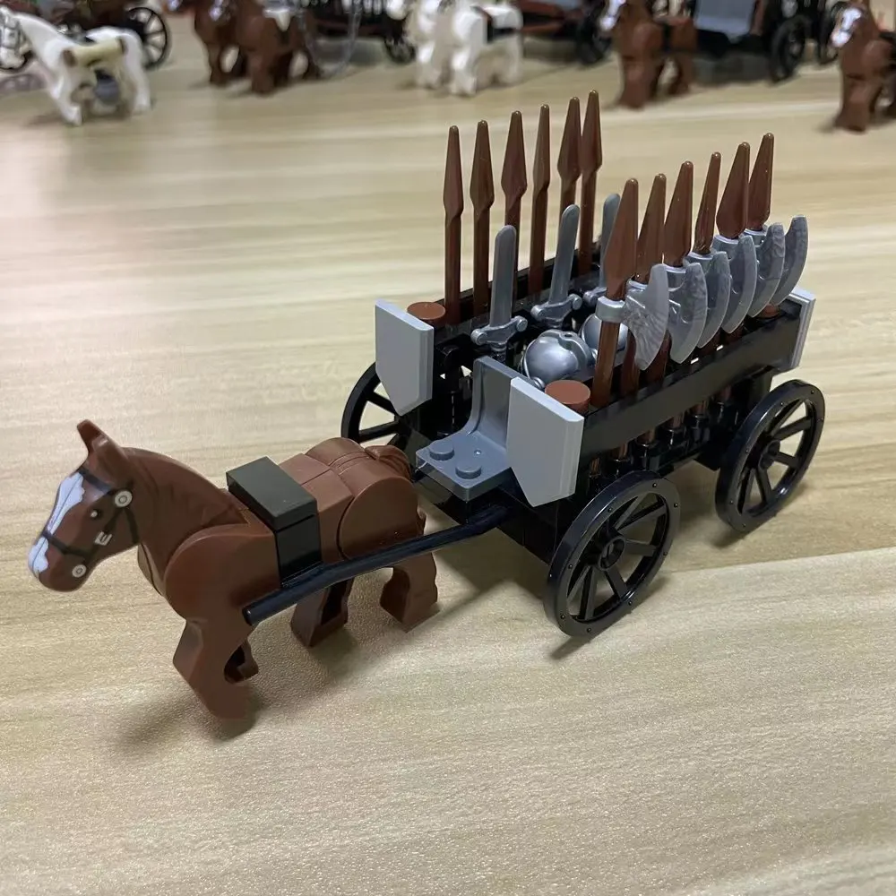 74pcs medieval weapon carriage warhorse building blocks set