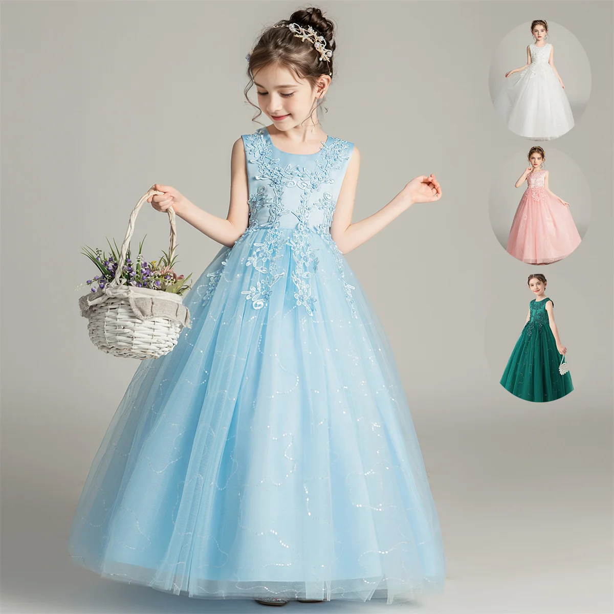 Children Princess Girls Party Ball Gown Kids Christmas Dress Girl\'s Birthday Dress 3-12 Years Baby Girl Wedding Banquet Clothes