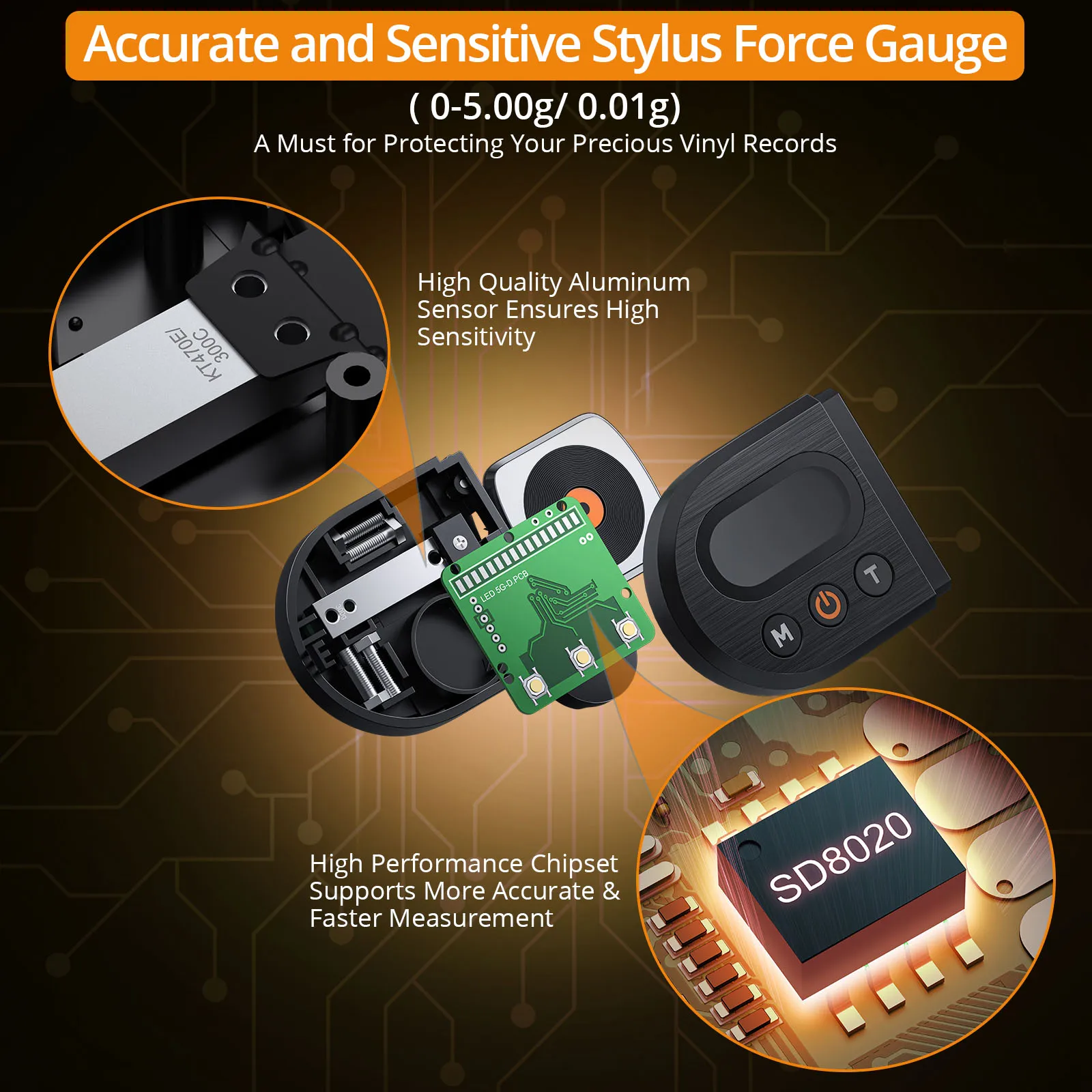 Neoteck Digital Cartridge Stylus Tracking Force Scale Gauge 0.01g Highly Sensitive Turntable Stylus Tracking Pressure Scale
