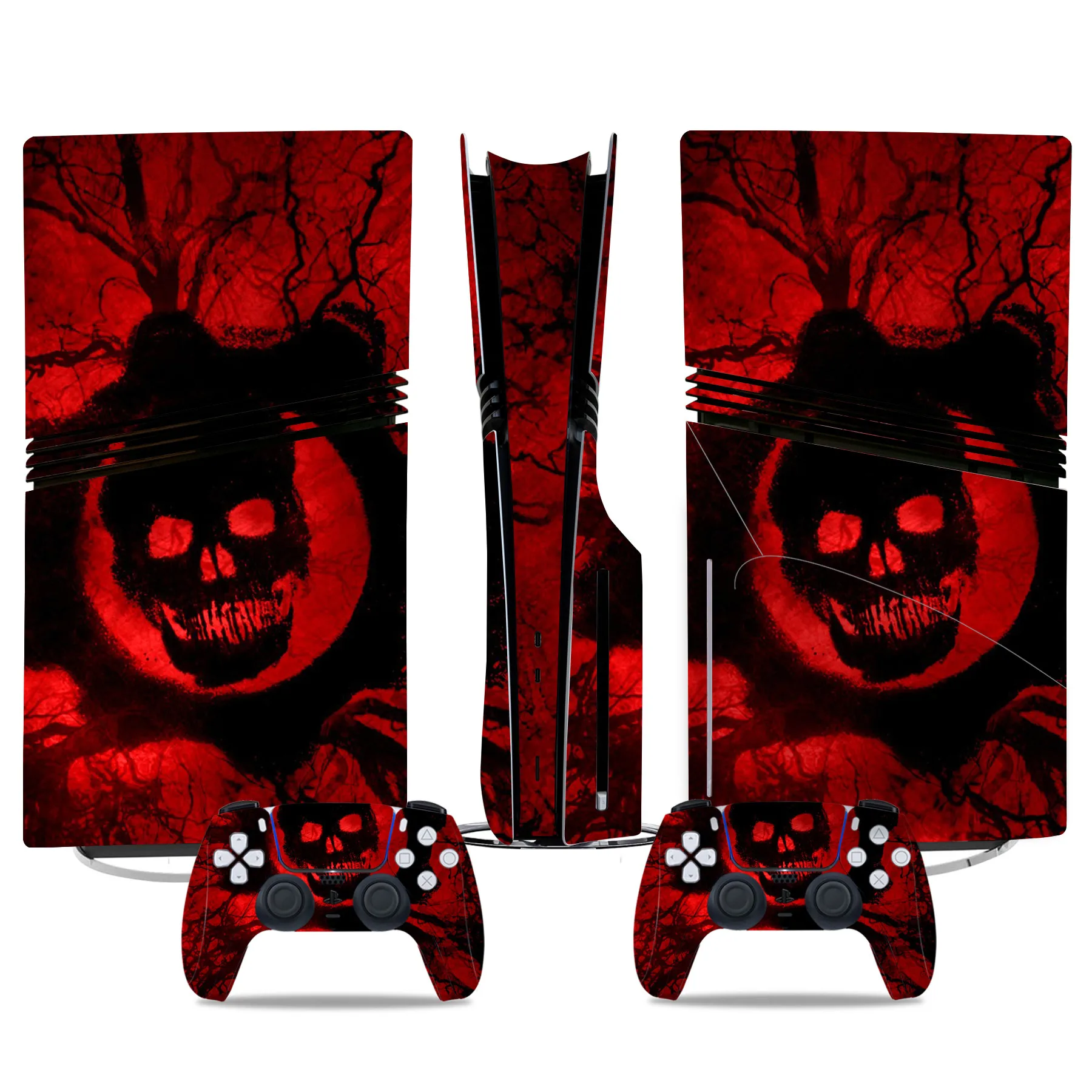 Skull Skins für PS5 Pro Skin Disc Edition Konsole und Controller Cover Aufkleber Wrap Vinyl kompatibel mit PS5 SLIM Disc Version